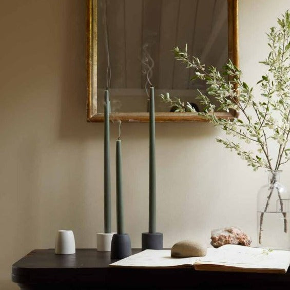 Be Home Classic Taper Candle Set Of 2 Moss