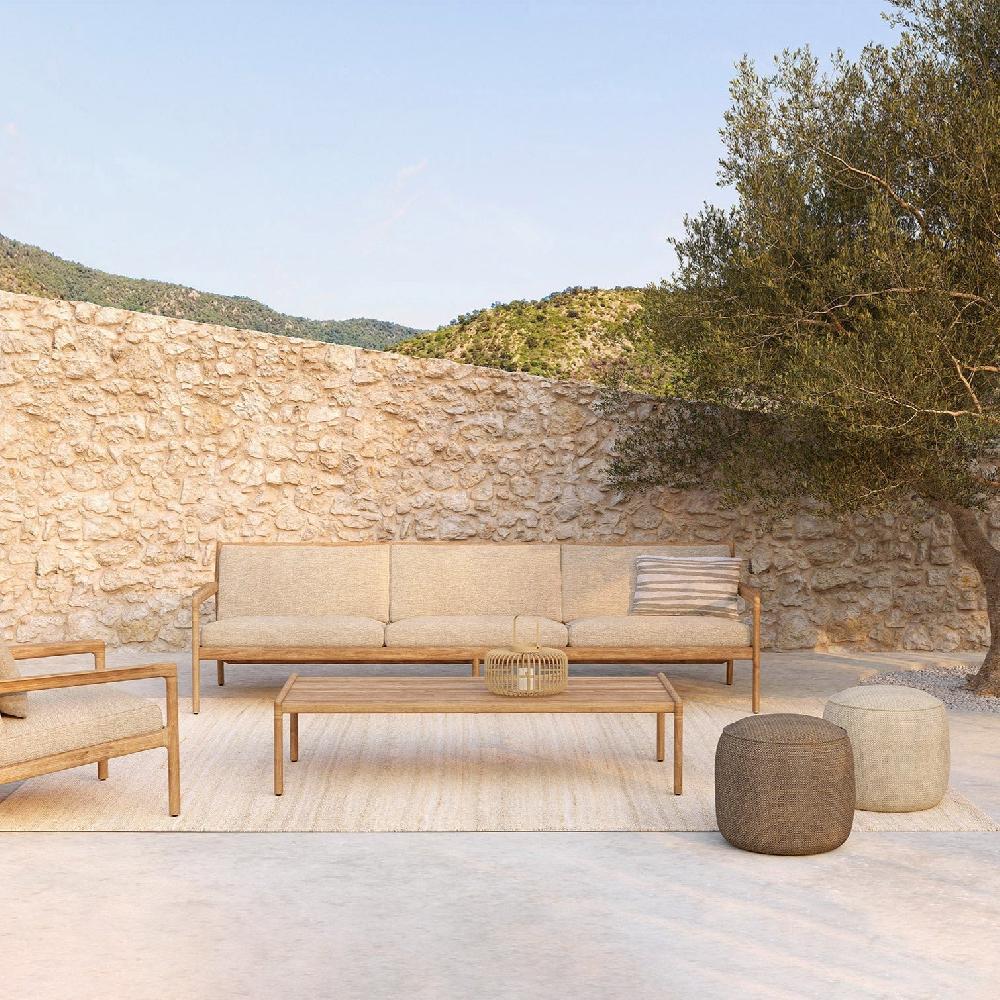 Be Home Donut Outdoor Pouf Marsala Check Fabric