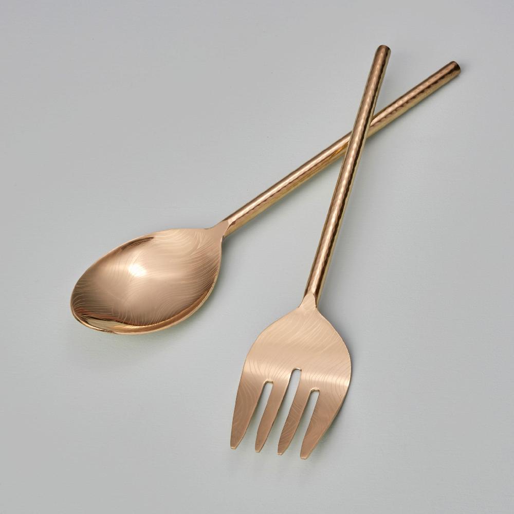 be home Etched & Hammered Serving Set Gold