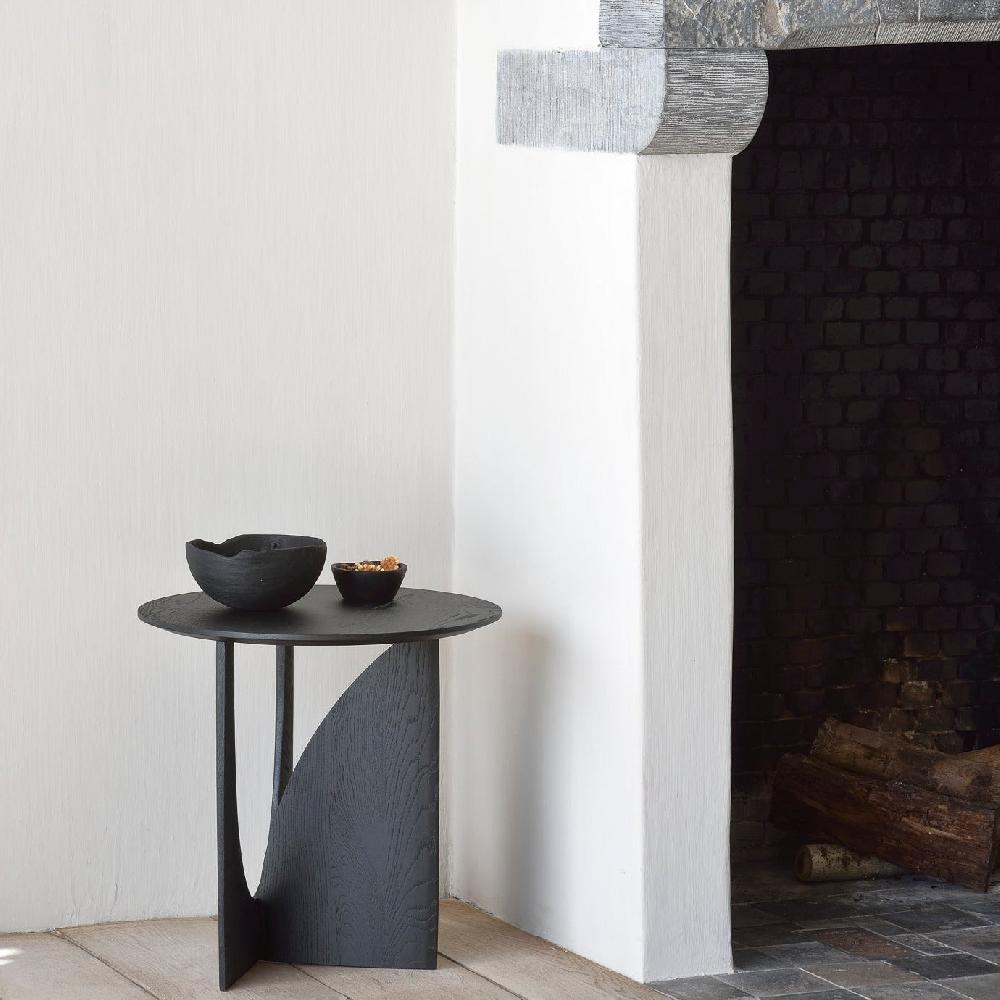 be home Geometric Side Table Black Oak