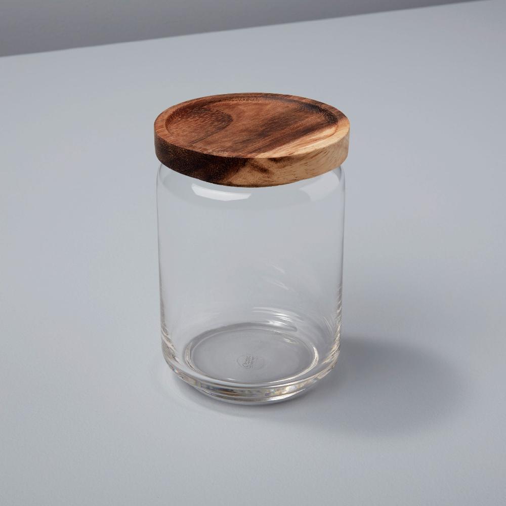be home Glass Container with Acacia Lid Medium