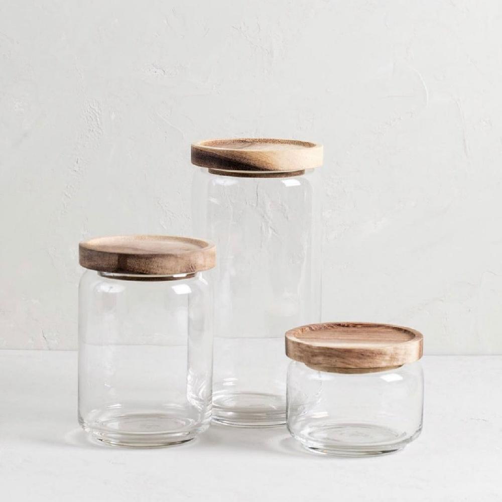 Be Home Glass Container With Acacia Lid Small