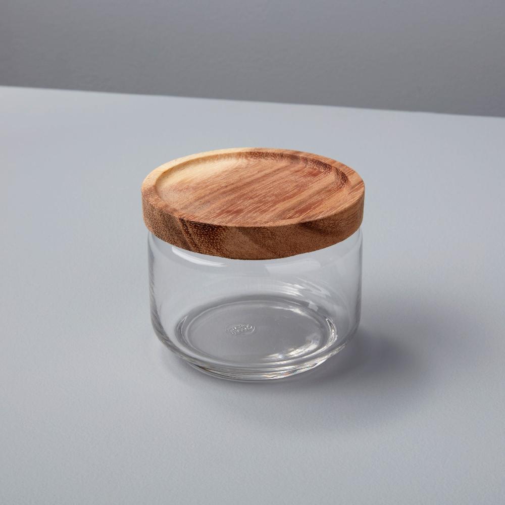 be home Glass Container with Acacia Lid Small