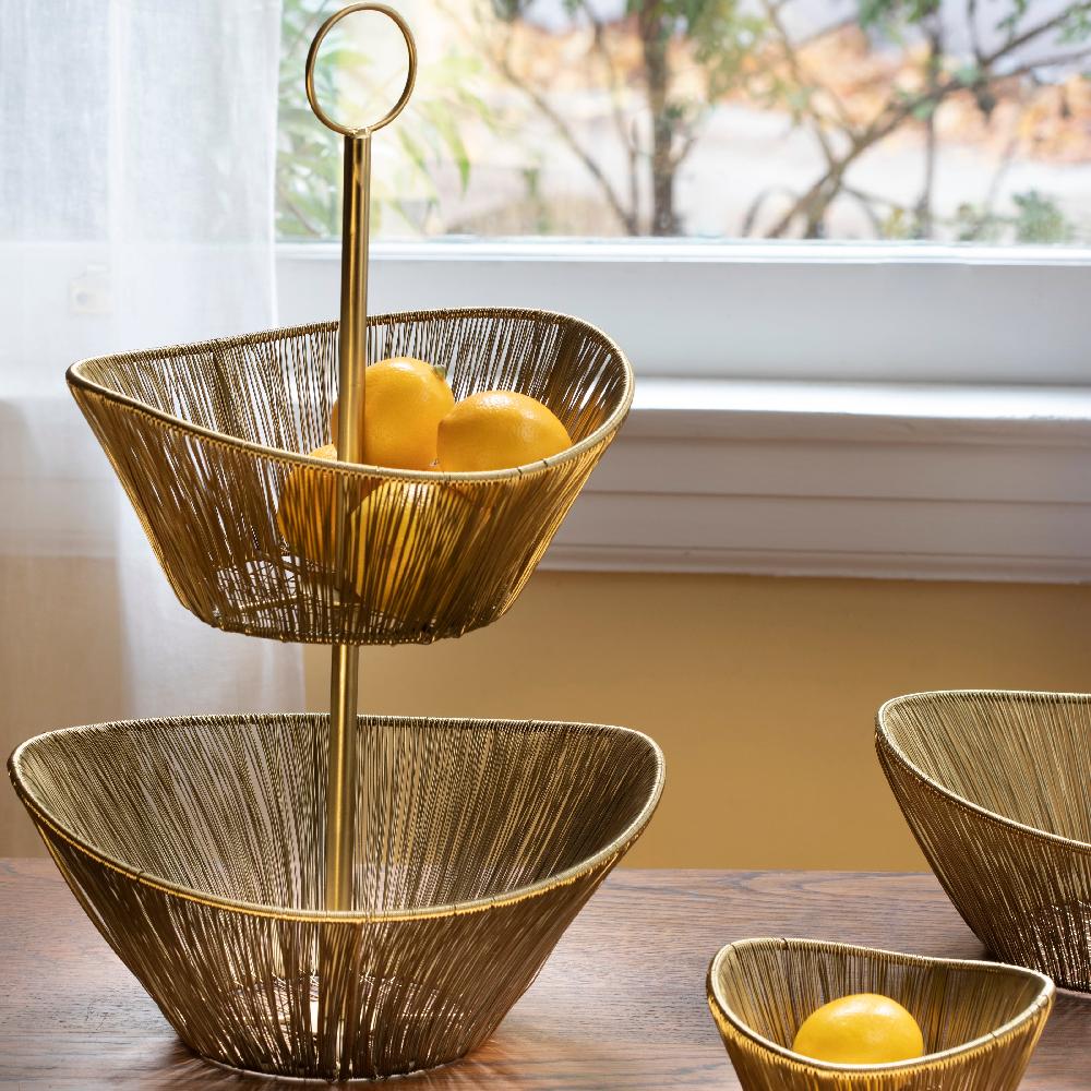 Be Home Gold Rhythm Wire 2-Tier Basket