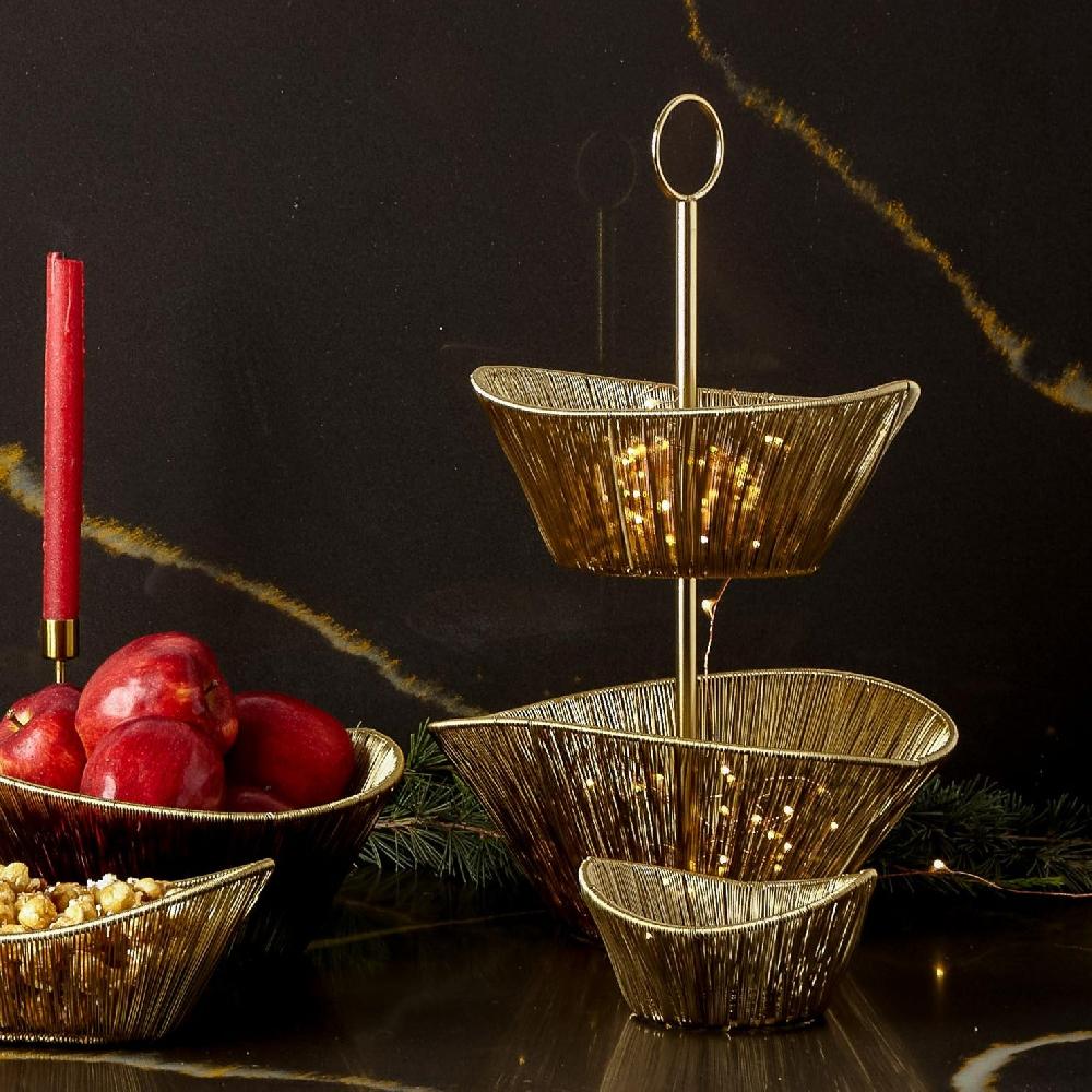 Be Home Gold Rhythm Wire 2-Tier Basket