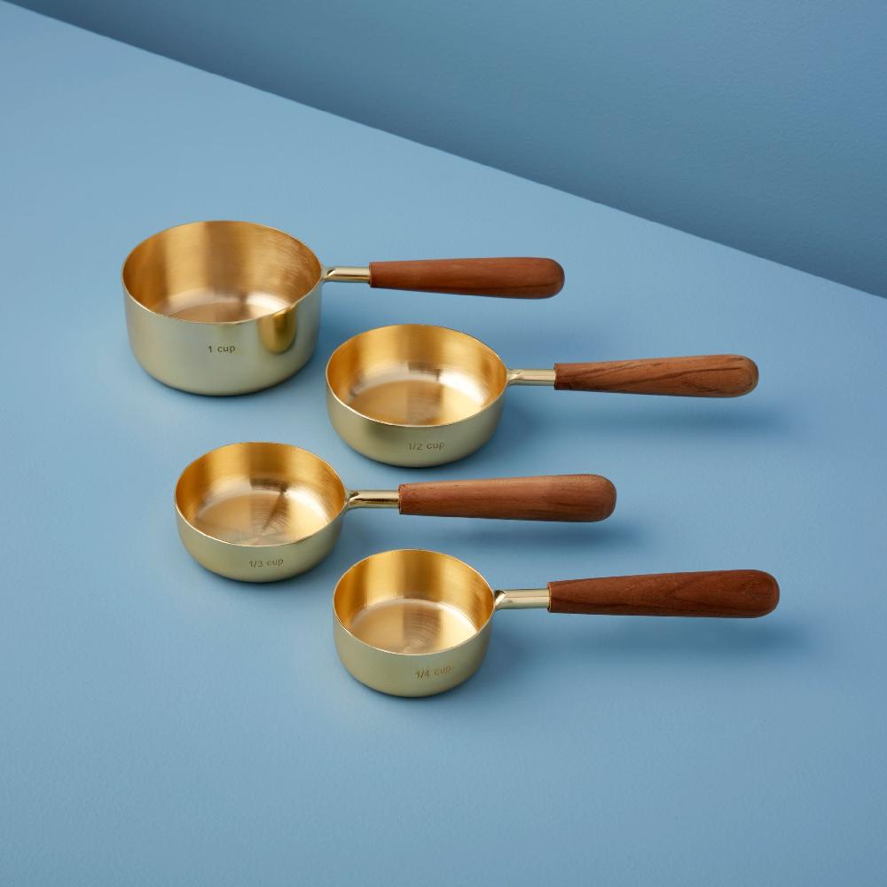 be home Gold & Wood Measuring Cups Set of 4