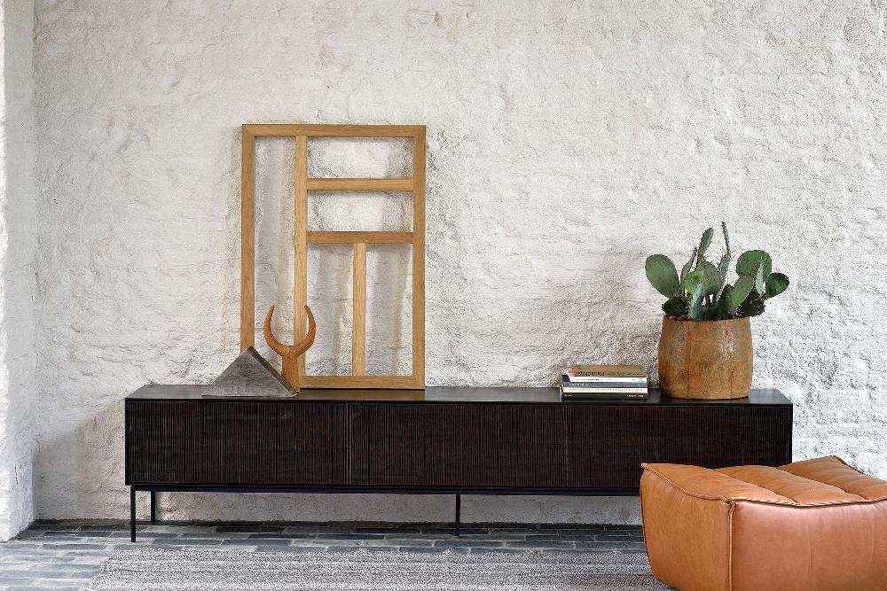 Be Home Grooves Solid Teak Media Console 95.5"