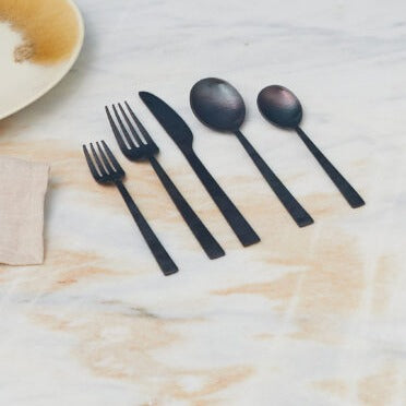 Be Home Hammered Black Flatware Set