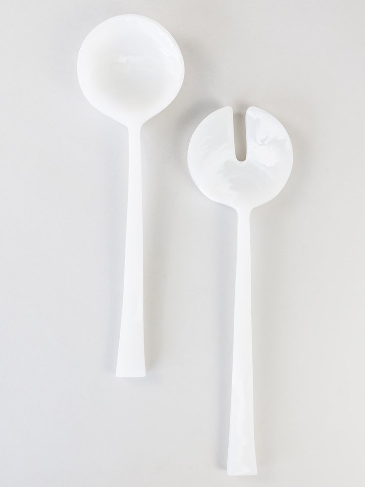 Be Home Handmade Resin Salad Servers Alabaster