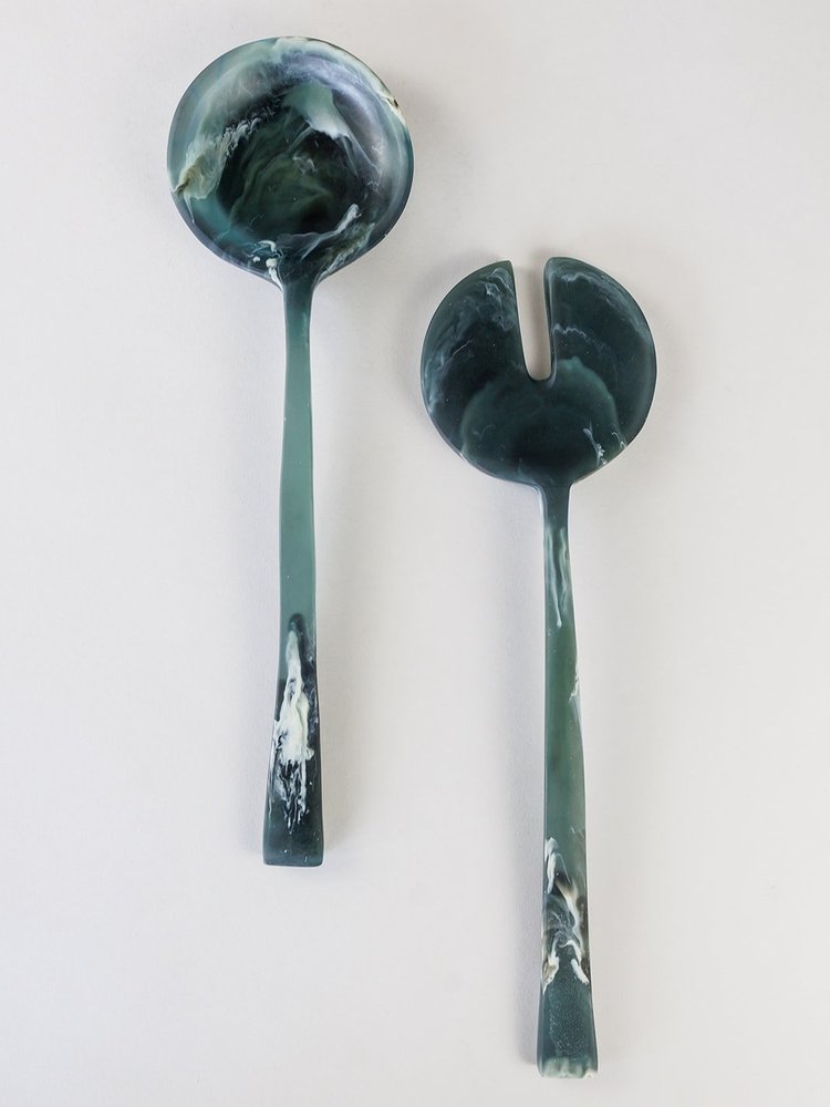 Be Home Handmade Resin Salad Servers Moss