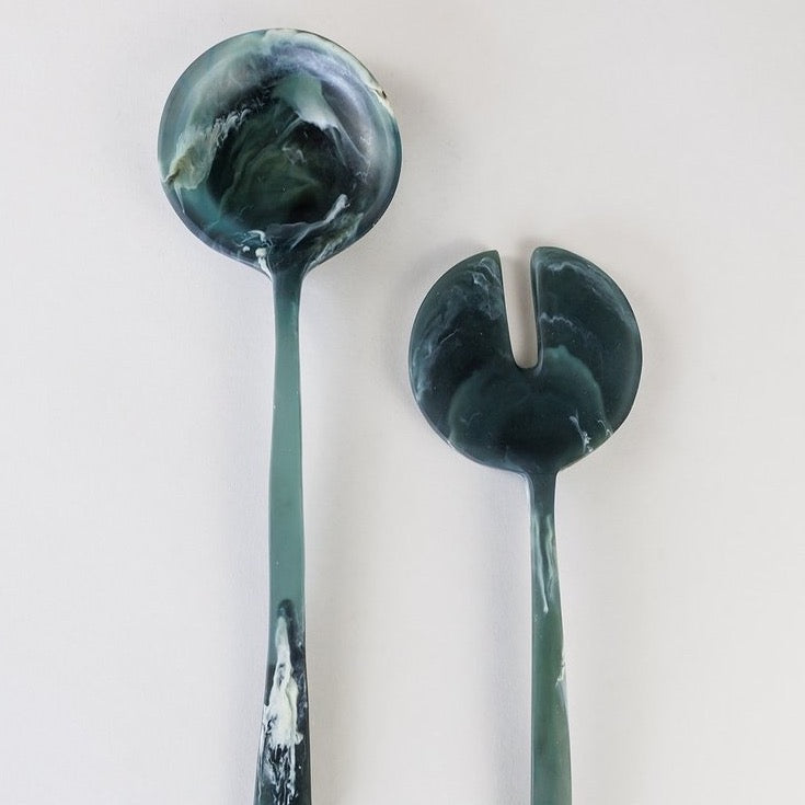be home Handmade Resin Salad Servers Moss