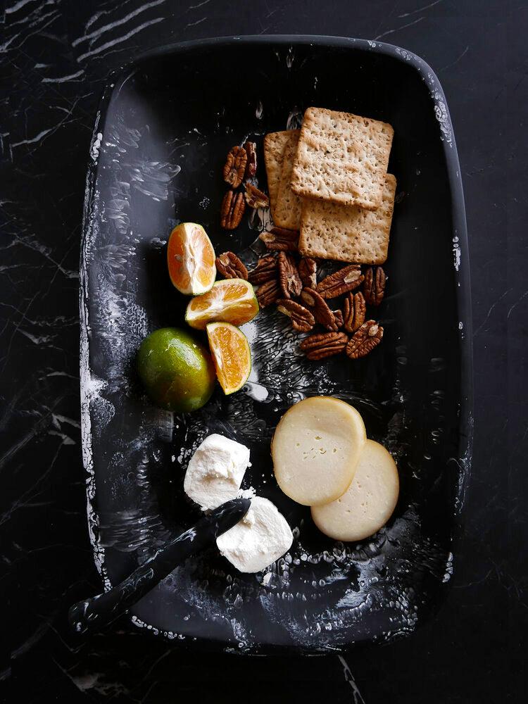 Be Home Handmade Resin Tray Black Marble Large