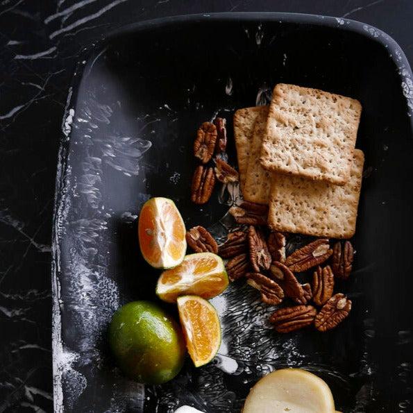 be home Handmade Resin Tray Black Marble Medium