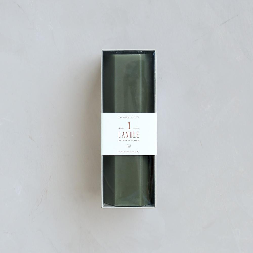 be home Hexagon Pillar Candle Moss