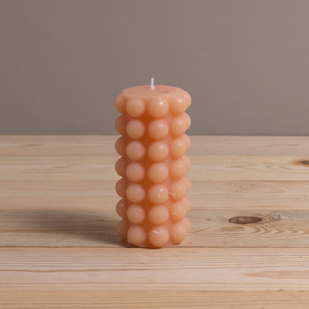 Be Home Hobnail Pillar Candle Nude