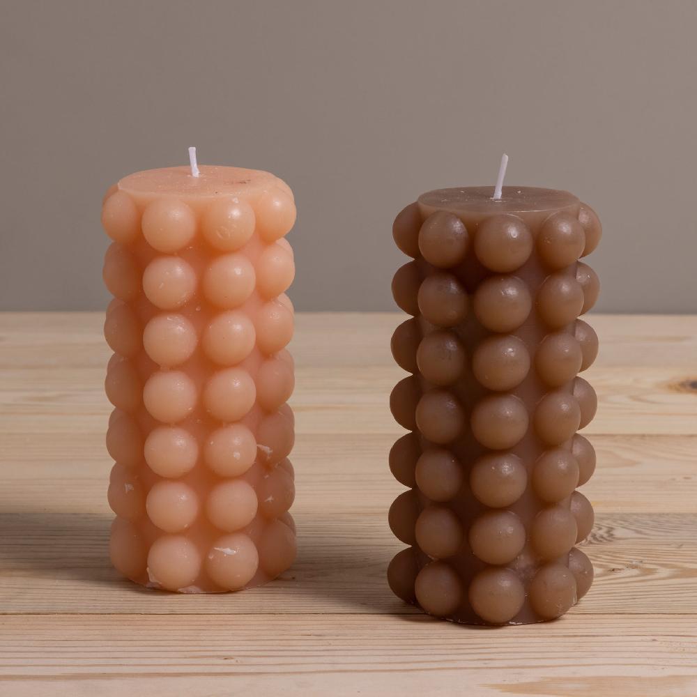 Be Home Hobnail Pillar Candle Nude