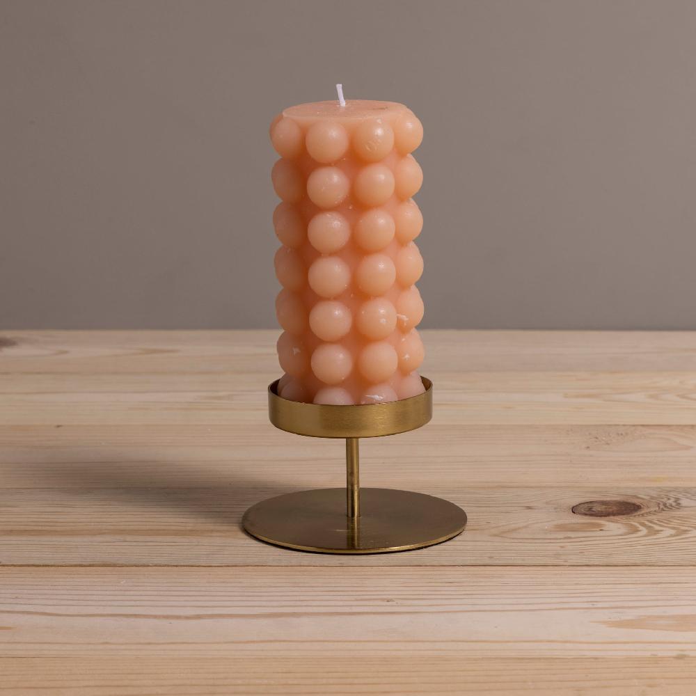 Be Home Hobnail Pillar Candle Nude
