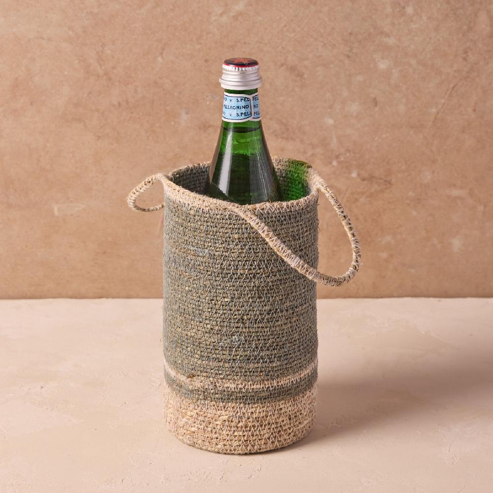 be home Hydra Woven Seagrass Bottle Holder Seafoam