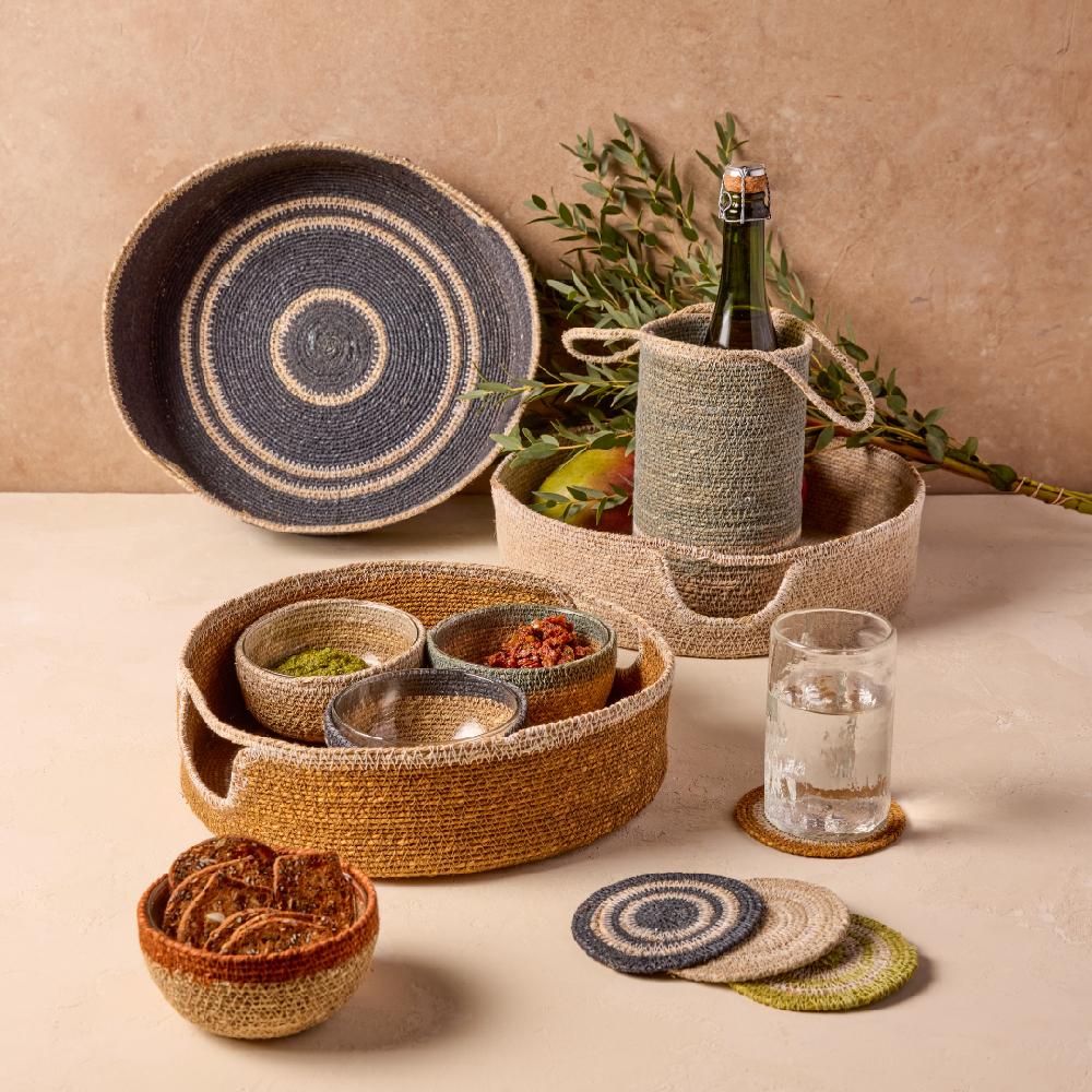 Be Home Hydra Woven Seagrass Tray Grey