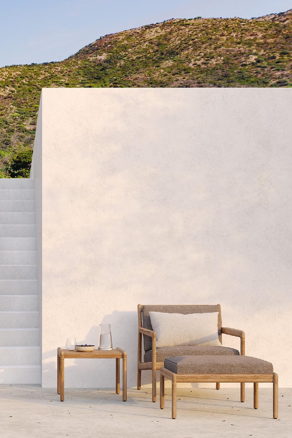 Be Home Jack Solid Teak Outdoor Footstool Mocha