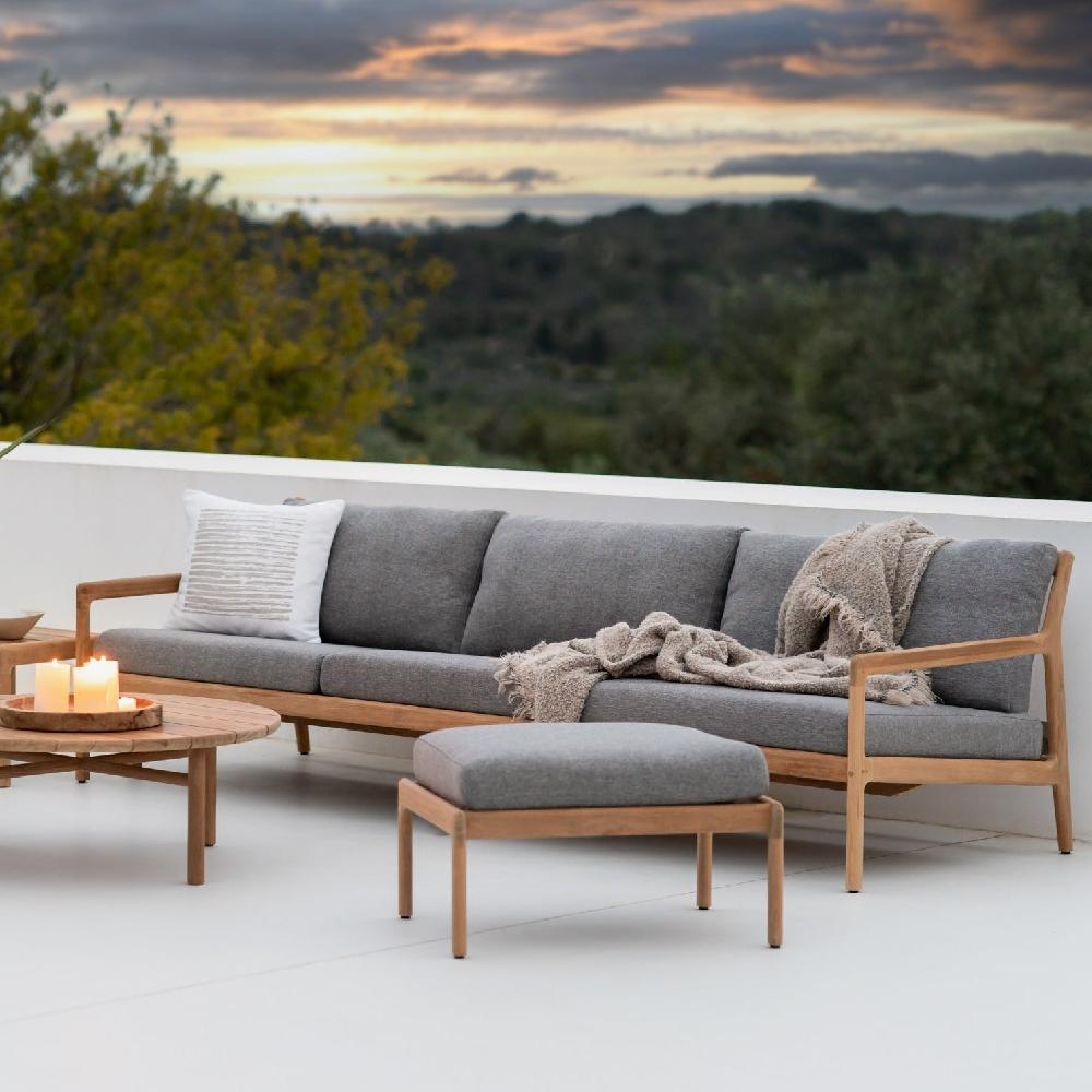 be home Jack Solid Teak Outdoor Footstool Mocha