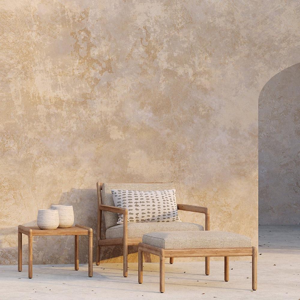 be home Jack Solid Teak Outdoor Footstool Natural