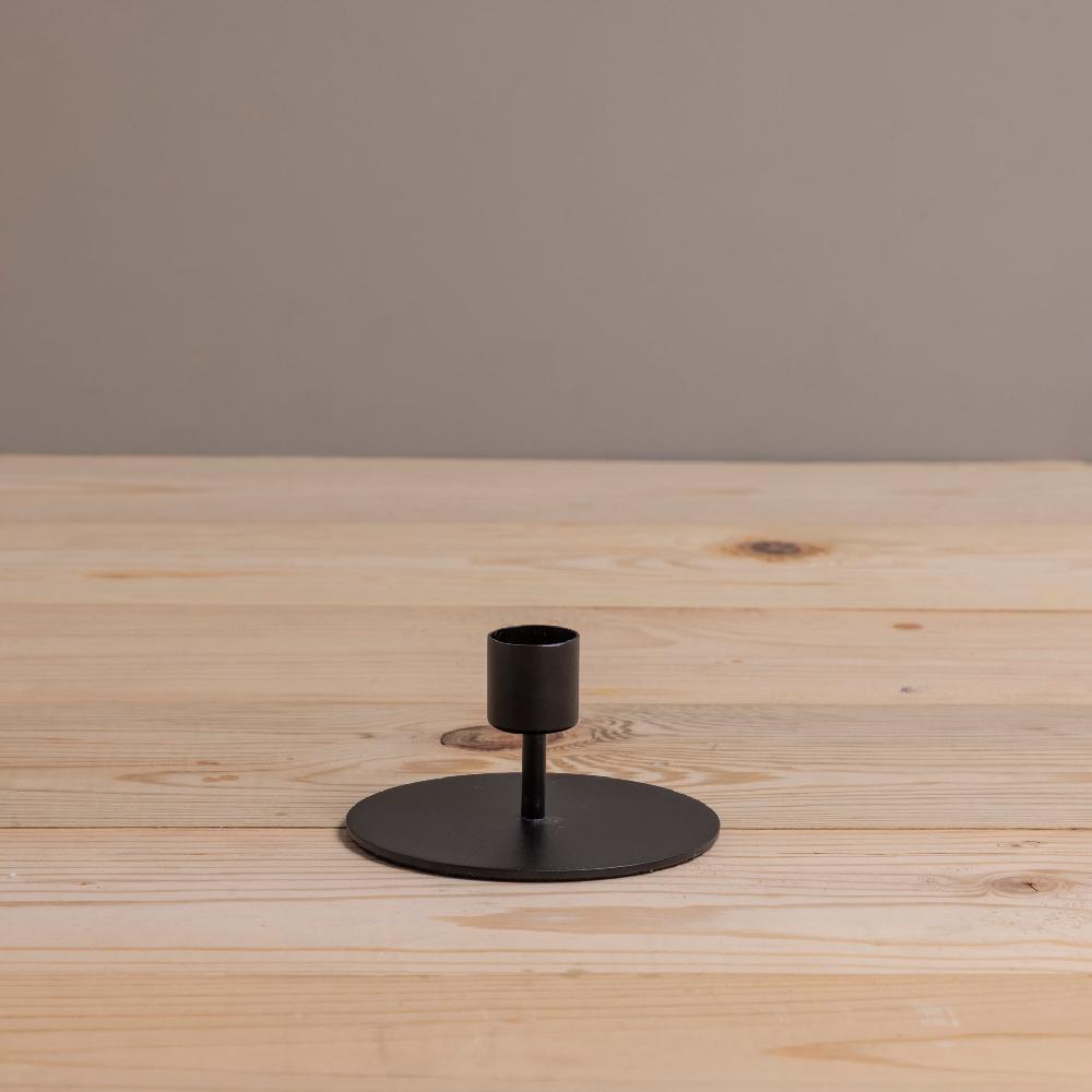 Be Home Kent Black Taper Candle Holder Short