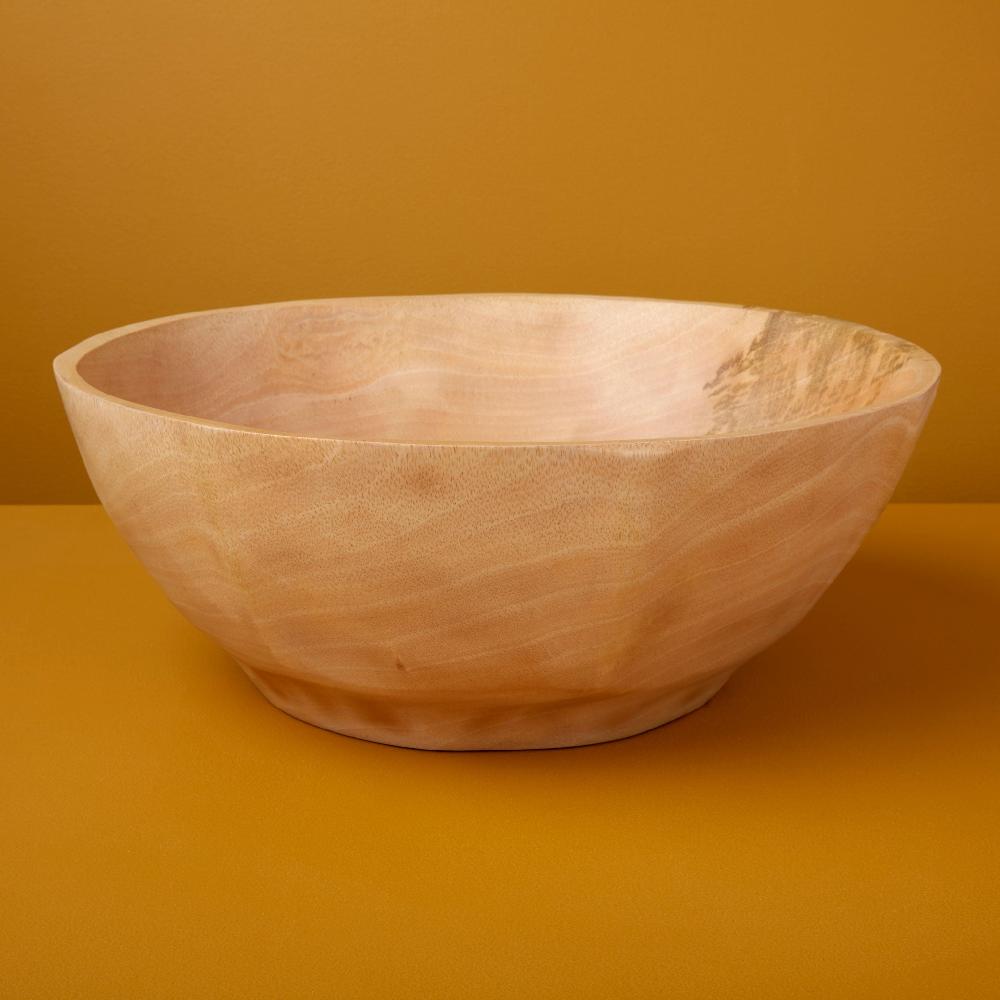 Be Home Kiln Mango Wood Curved Bowl Large