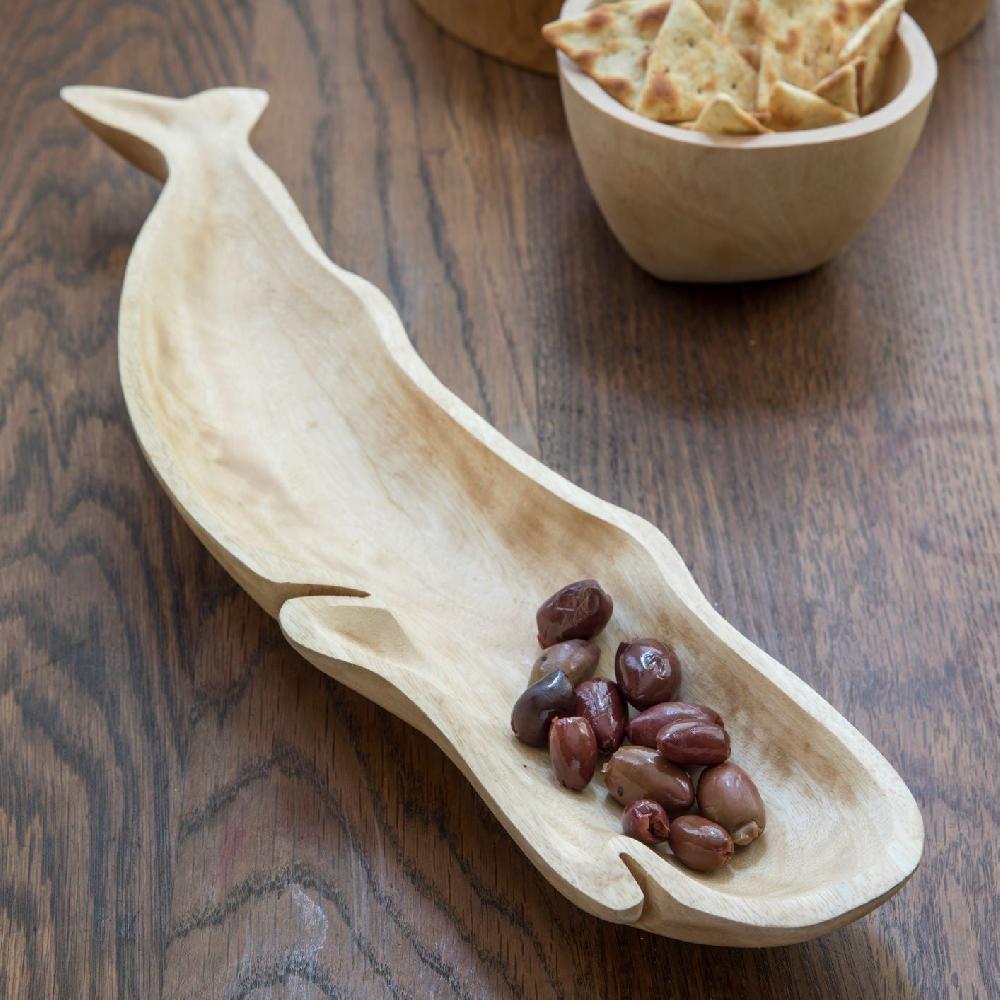 be home Kiln Mango Wood Whale Dish
