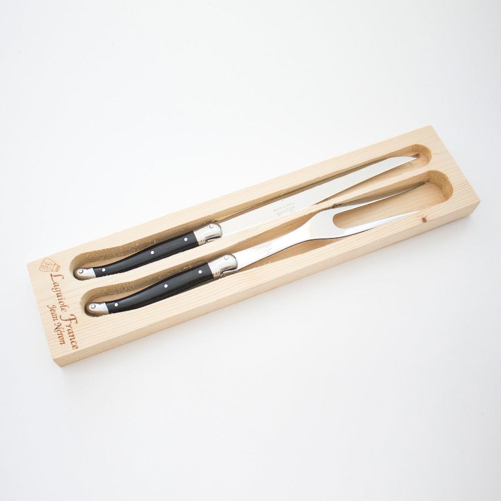 Be Home Laguiole Carving Set Black In Wooden Box