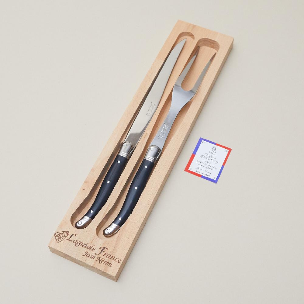 be home Laguiole Carving Set Black in wooden box