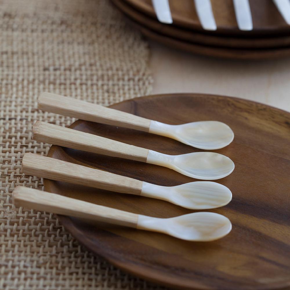 Be Home Medium Shell & Bamboo Spoons Set Of 4