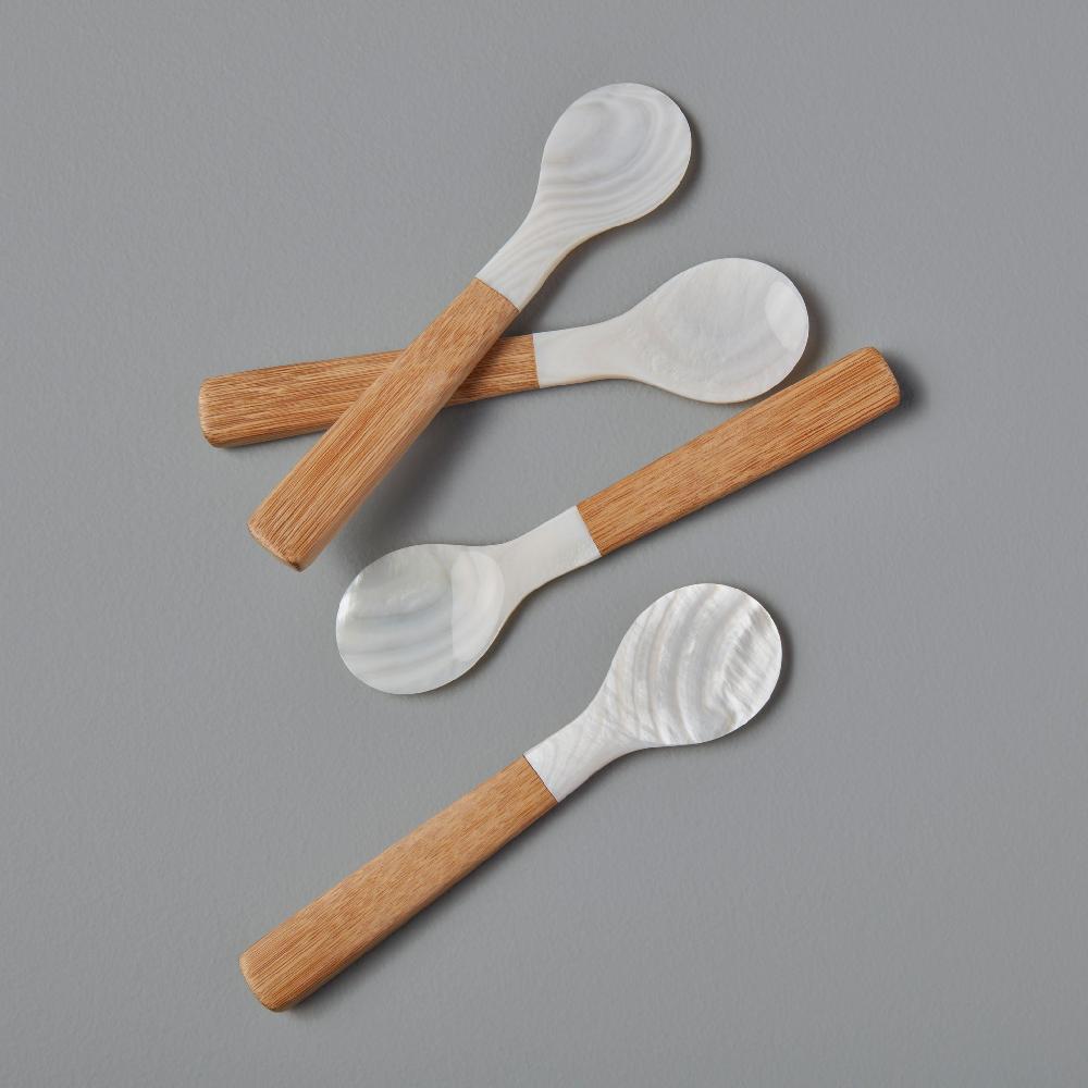 be home Medium Shell & Bamboo Spoons Set of 4