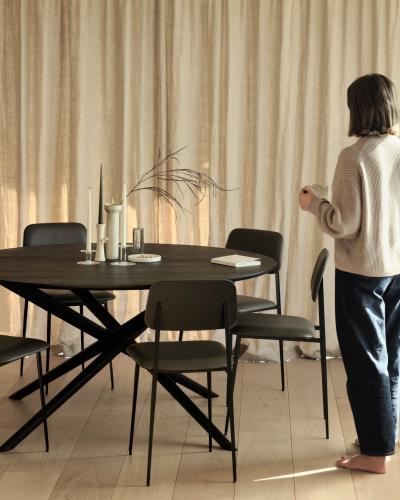 Be Home Mikado Solid Black Oak Dining Table Round