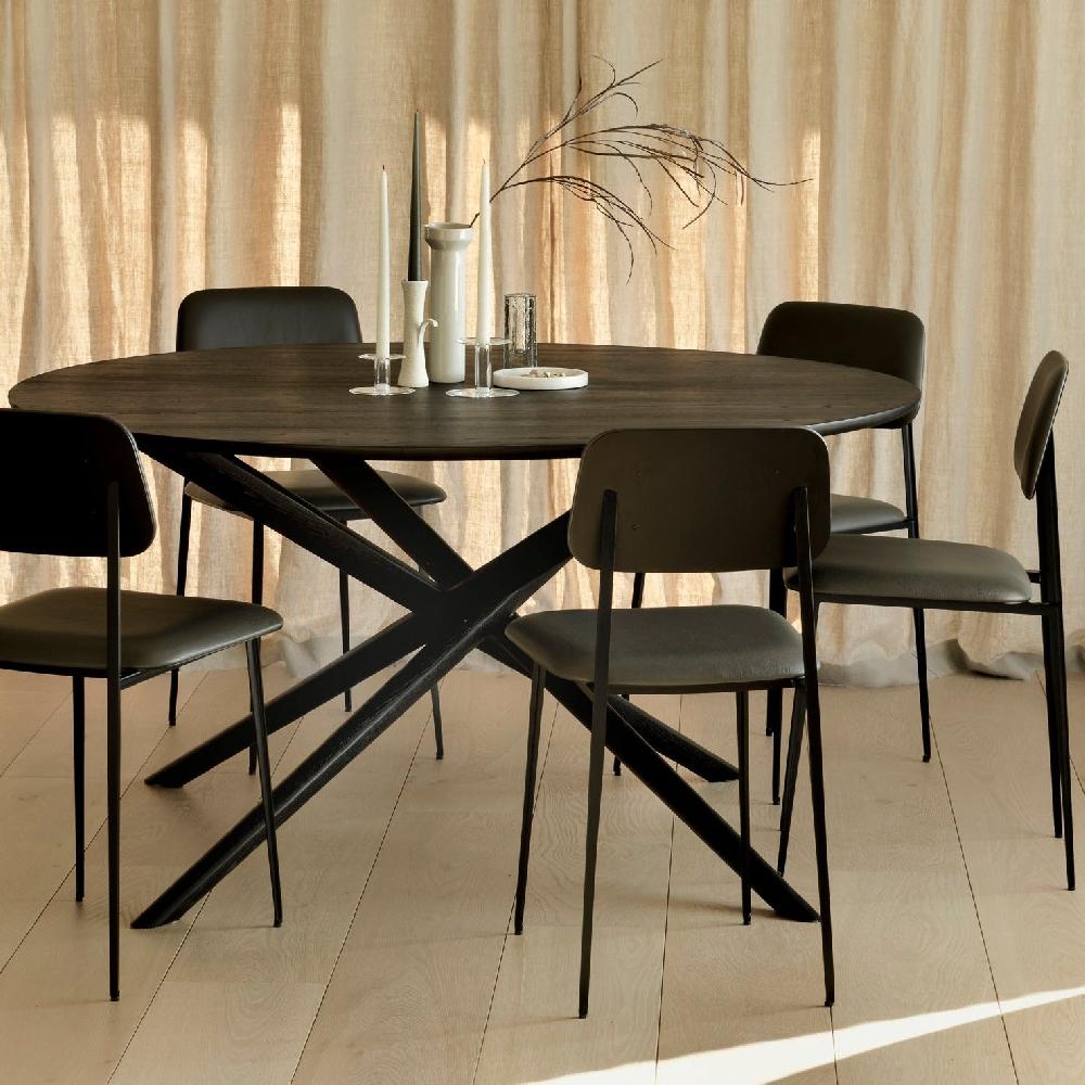 be home Mikado Solid Black Oak Dining Table Round