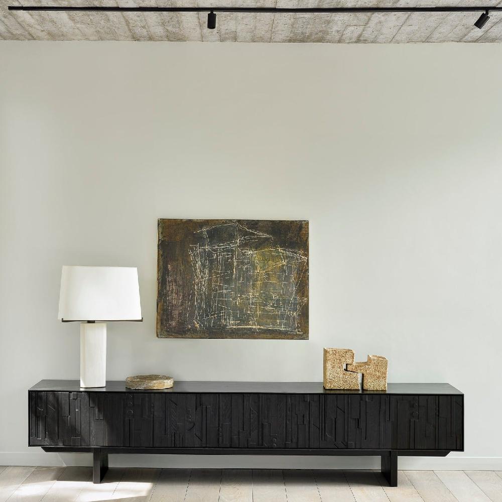 Be Home Mosaic Black Teak Media Console 95.5"