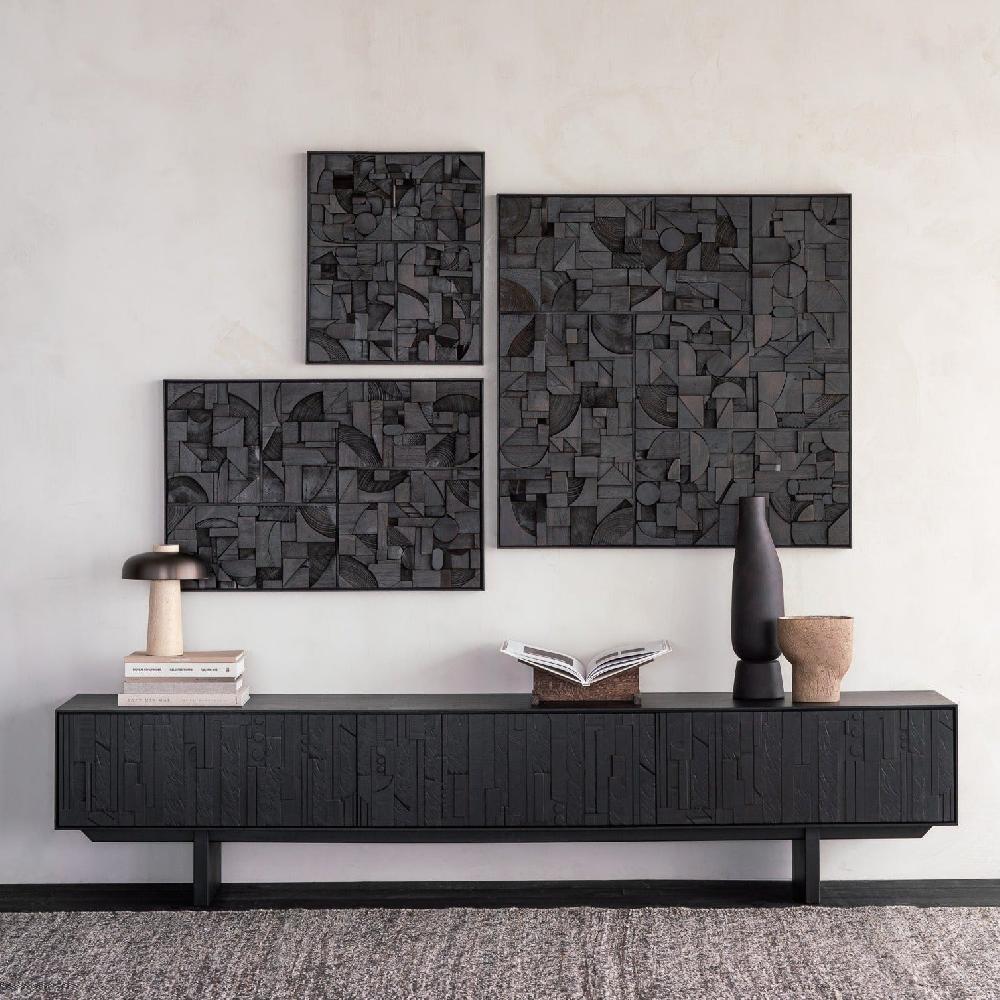 be home Mosaic Black Teak Media Console 95.5"