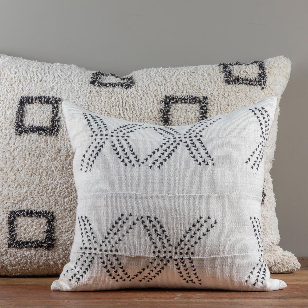 Be Home Mud Cloth Square Pillow White With Tracks