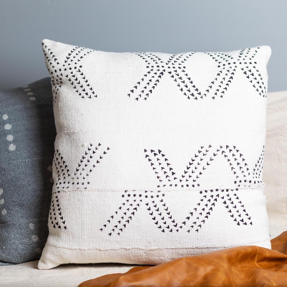 Be Home Mud Cloth Square Pillow White With Tracks