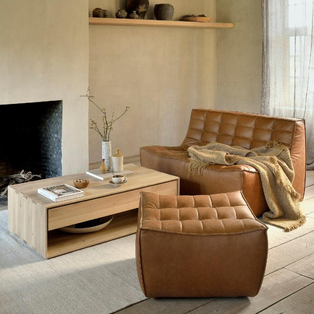 be home N701 Footstool Old Saddle Leather