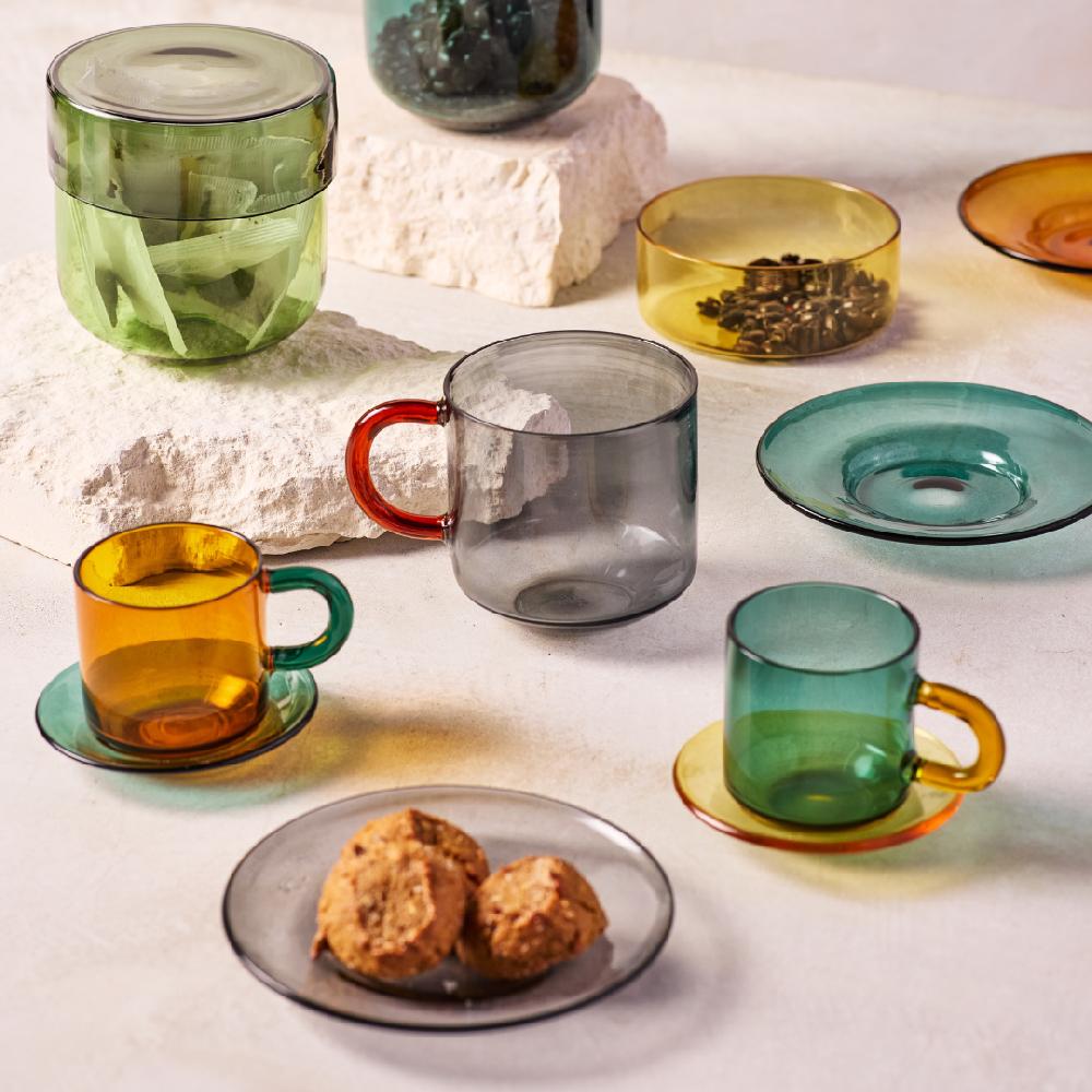 Be Home Niko Glass Espresso Cup & Saucer Set Of 4