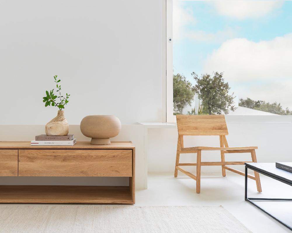 Be Home Nordic Solid Oak Media Console 71"