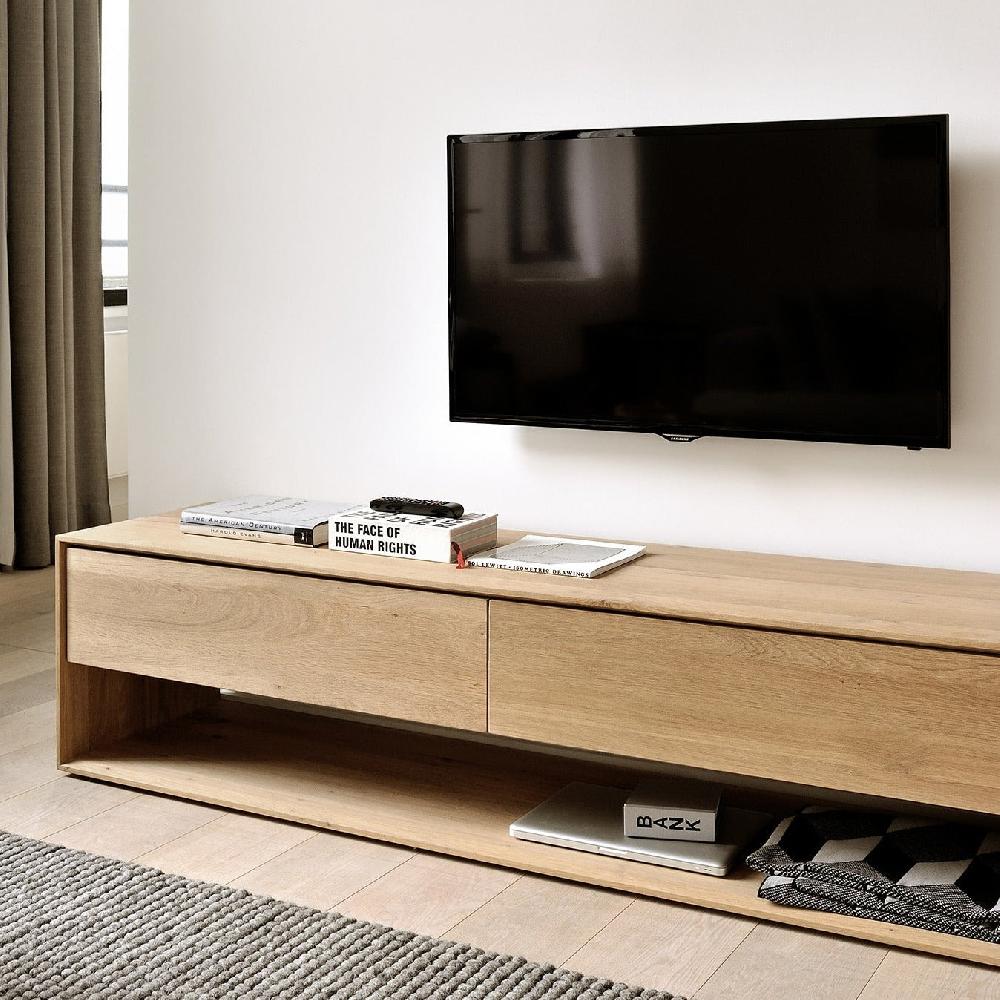 be home Nordic Solid Oak Media Console 71"