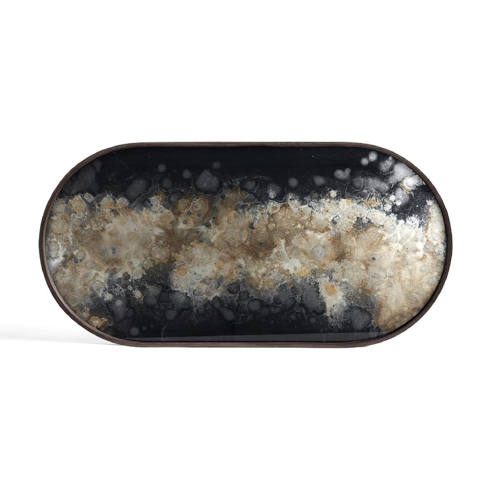 Be Home Oblong Black Glass Organic Tray