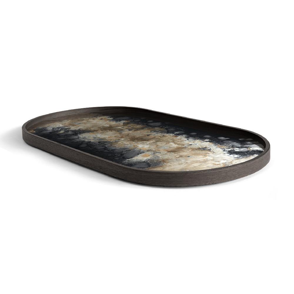 Be Home Oblong Black Glass Organic Tray
