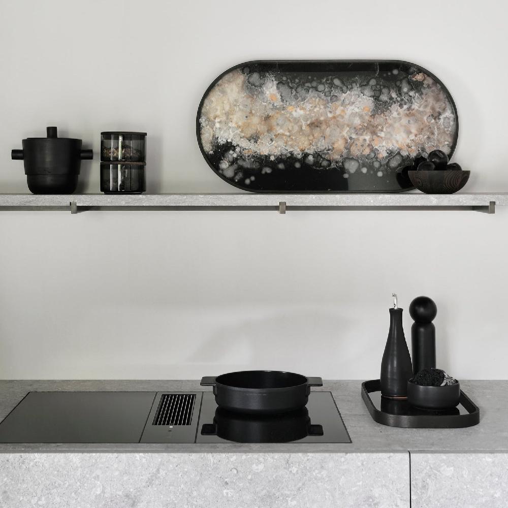 be home Oblong Black Glass Organic Tray