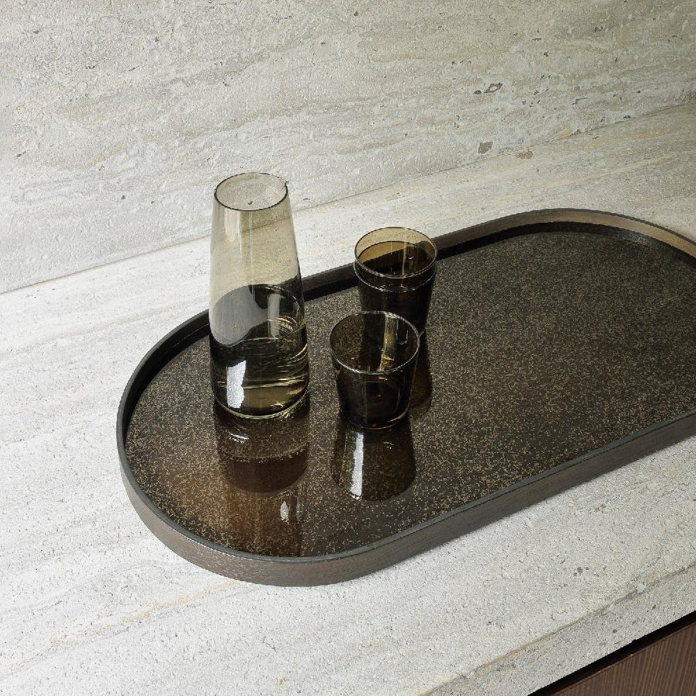 be home Oblong Bronze Aged Mirror Tray