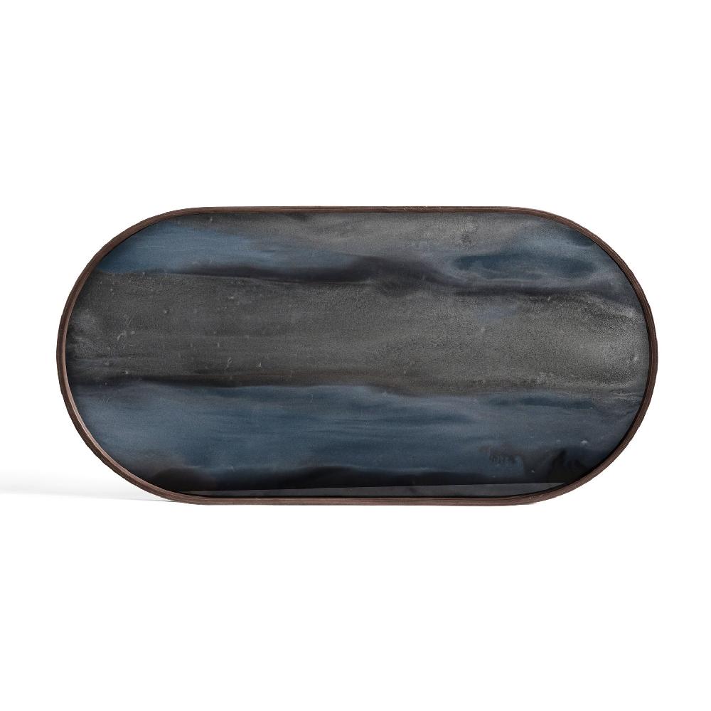 Be Home Oblong Graphite Glass Organic Tray