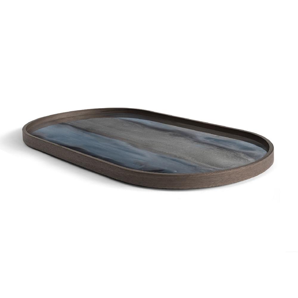 Be Home Oblong Graphite Glass Organic Tray