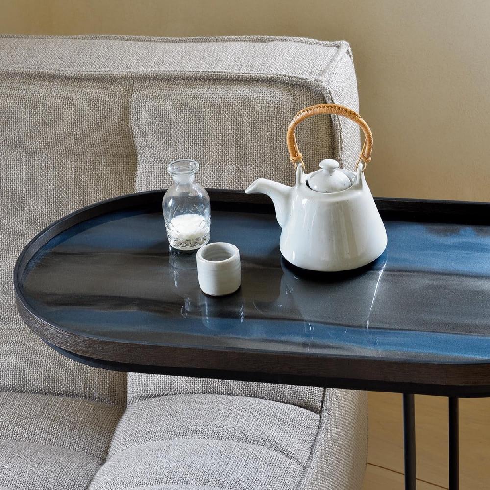 be home Oblong Graphite Glass Organic Tray